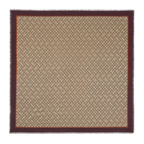 GUCCI/古馳 女士棕色米色和烏木色馬銜扣圖案GG印花莫代爾披肩6625773GA402276