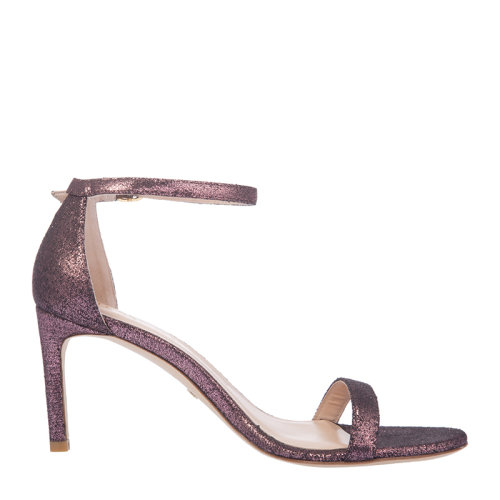 Stuart Weitzman/斯圖爾特韋茨曼 女士玫紅色天鵝絨一字帶細(xì)跟鞋高跟鞋涼鞋女鞋 NUNAKEDSTRAIGHT75-LAT-DESERTROSE