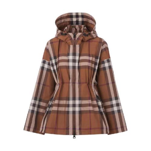  BURBERRY 22年秋冬 女士 格紋再生聚酯纖維連帽外套 80498041