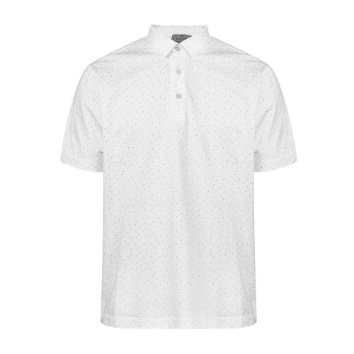 CANALI/康納利 白色 男士印花波點(diǎn)圖案短袖POLO衫 T0497-MJ00669-001 春夏款