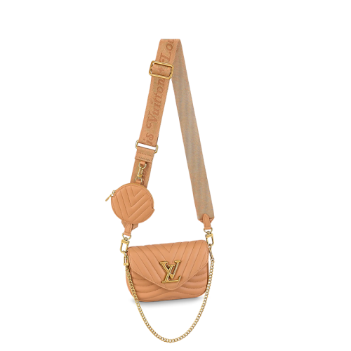 Louis Vuitton/路易威登 22春夏新款NEW WAVE系列 女士亞利桑那米色絎縫光滑小牛皮配可拆卸小袋金扣多功能手提斜挎單肩包M58941