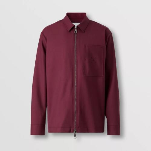  BURBERRY 22年秋冬 男士 徽標(biāo)裝飾拉鏈前襟羊毛襯衫 80572911