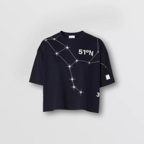  BURBERRY 22年秋冬 女士 星座印花棉質(zhì)短款 T 恤衫 80613151