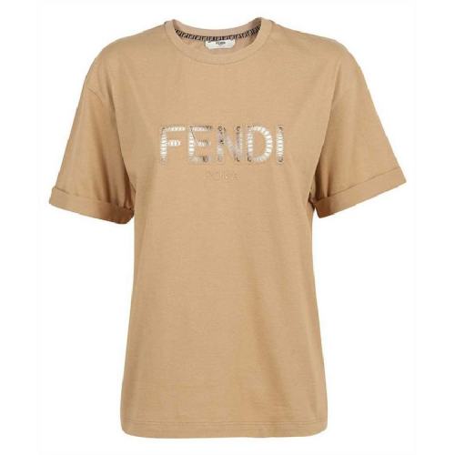  FENDI/芬迪 女士綠色棉質(zhì)短袖T恤 FS7375 AFLT F1D3F PLFSX