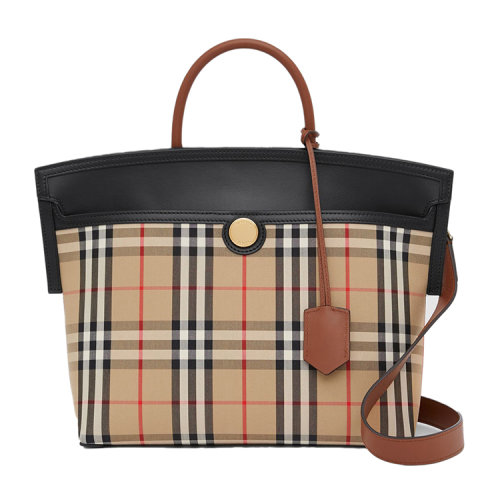 BURBERRY/博柏利 Society-小號(hào)頂部提柄Vintage格紋賽爾迪棉手袋80231241