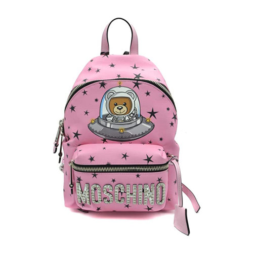 MOSCHINO/莫斯奇諾  女包女士粉色時(shí)尚百搭小熊LOGO標(biāo)識(shí)雙肩包  $A76418210A1221