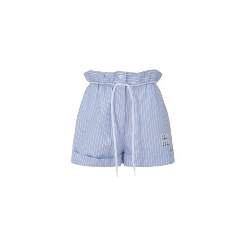  Miu Miu/繆繆 女士藍(lán)色棉質(zhì)短褲 MP1549 J2Y F0012 PLFSX