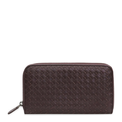Bottega Veneta/葆蝶家 男士深棕色牛皮編織長款錢包手包手拿包男包 311263-V4651-2006