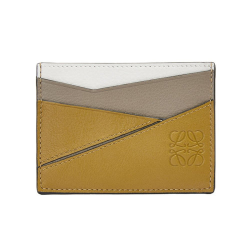  LOEWE/羅意威 22新款Puzzle系列 女士月桂綠/赭石色/白色三色拼接經(jīng)典小牛皮卡包卡片夾C510V33X05-1855