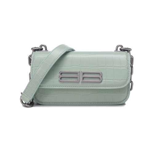 Balenciaga/巴黎世家 【22春夏新款】 女士鱷魚紋GOSSIP系列牛皮革BB標識單肩斜挎包加小號XS碼 679863 23ECY