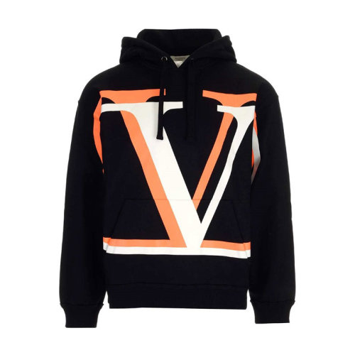 Valentino/華倫天奴  男裝 時(shí)尚簡約 男士黑色棉質(zhì)連帽衛(wèi)衣 UV3MF14J6K5 HX9