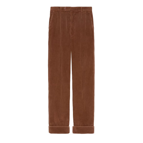 GUCCI/古馳 22年早春新款 Pineapple系列 男士棕色純棉燈芯絨百搭長褲643877Z8AM82191