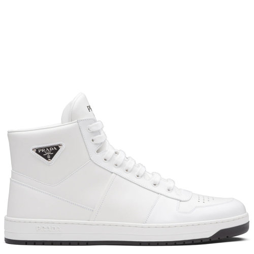 PRADA/普拉達(dá)  男士白色皮革高幫運(yùn)動(dòng)鞋2TE183_3LJ6_F0964