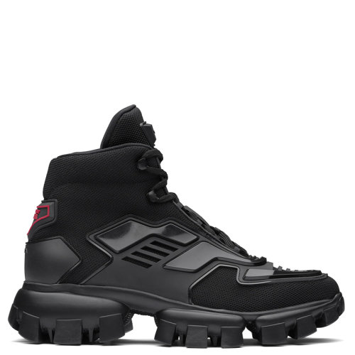 PRADA/普拉達(dá)  Cloudbust Thunder 男士黑色針織織物材質(zhì)高幫運(yùn)動(dòng)鞋2TG180_3KZU_F0002