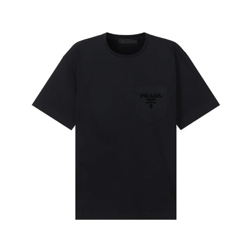PRADA/普拉達(dá)【22春夏新款】男士棉質(zhì)圓領(lǐng)短袖T恤LOGO圖案 UJN787 1Z53 S 221