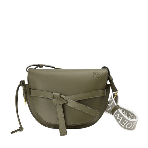 LOEWE/羅意威  Gate系列 女士小號(hào)秋綠色小牛皮翻蓋單肩斜挎包0010623387