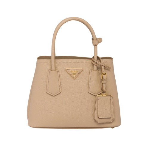PRADA/普拉達 22新款 Prada Double系列 女士砂米色saffiano皮革金扣徽標單肩斜跨手提包1BG443_2A4A_F0036_V_XOO