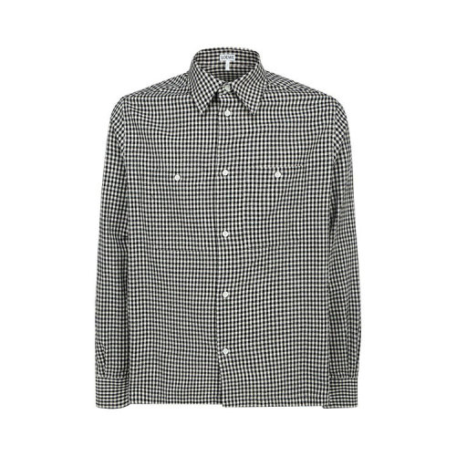 LOEWE/羅意威  男裝 男士拼色棉質(zhì)時尚方領(lǐng)長袖襯衫 H526Y05W04-1102