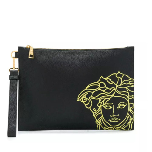 VERSACE/范思哲 男士 黑色 皮革美杜莎印花頭像手拿包 DP85102 DVTG4MDN Z5H HJH0015X