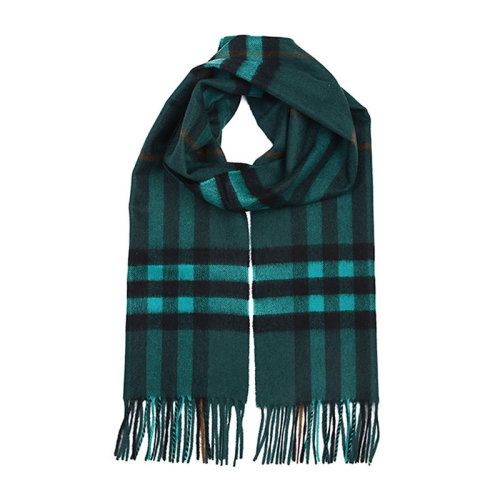 BURBERRY/博柏利男士綠色羊絨時(shí)尚條紋流蘇裝飾保暖圍巾圍脖 3978255
