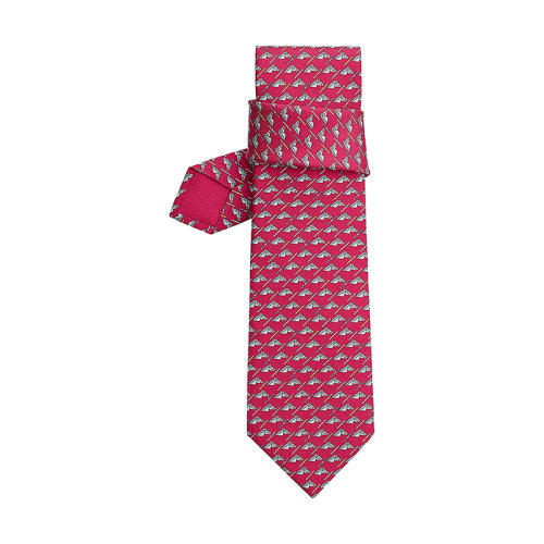 HERMES/愛馬仕 22年早春新款 Colourful Jump系列 男士桃紅色/灰色/天空藍(lán)桑蠶絲領(lǐng)帶H606217T16