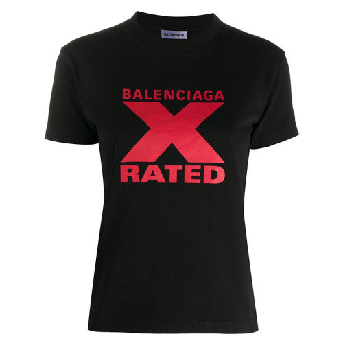 Balenciaga/巴黎世家  經(jīng)典黑色棉質(zhì)女士短袖T恤  612964TIVA71076 HQY012467