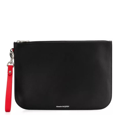 Alexander McQueen/亞歷山大麥昆 男女同款 黑色皮革時(shí)尚手拿包 5508151A7AN1075