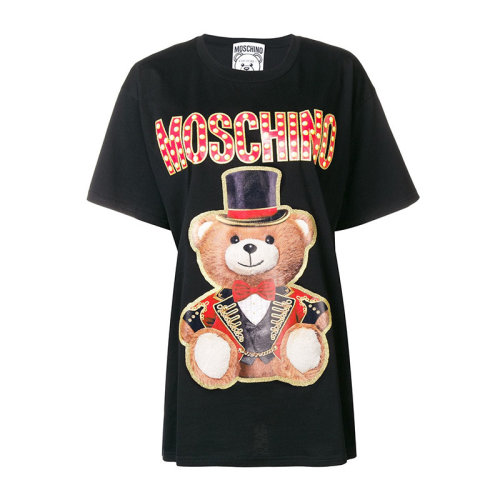 MOSCHINO/莫斯奇諾  女裝 時(shí)尚百搭 女士黑色雜技團(tuán)泰迪熊棉質(zhì)短袖T恤 V07025403555 HKY012345C