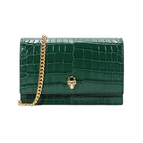 Alexander McQueen/亞歷山大麥昆 女士皮革Skull單肩斜挎包鏈條包 613088 1HB0G