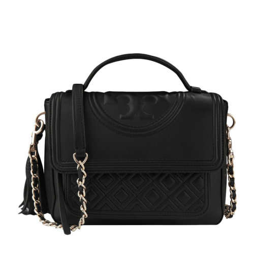 Tory Burch/湯麗柏琦  女士黑色菱格流蘇羊皮小號單肩包手提包鏈條包女包 45147-001