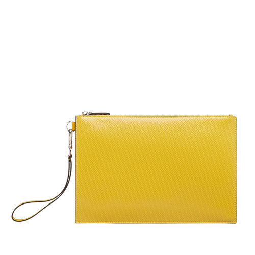 FENDI/芬迪  男士黃色FF印花皮革拉鏈?zhǔn)帜冒?N0110AGLPF0M8A