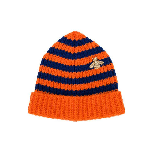 GUCCI/古馳  時尚橙色 藍色條紋羊毛帽 475518 4G206 7568 HQY012345C