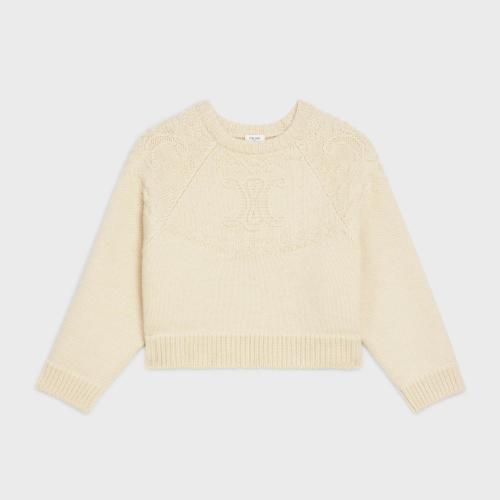  CELINE賽琳思琳 22年秋冬 女士 針織衫 [預(yù)售]      TRIOMPHE羊毛圓領(lǐng)套頭衫 2AD09305T.01OW