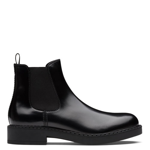 PRADA/普拉達  男士黑色亮面小牛皮切爾西短靴2TE168_P39_F0002