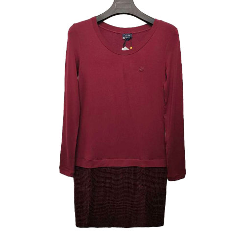 ARMANI JEANS/阿瑪尼牛仔酒紅色女士T恤連衣裙Z5A86NC14