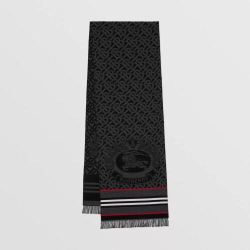  BURBERRY 22年秋冬 女士 蒙太奇提花絲毛混紡圍巾 80640041