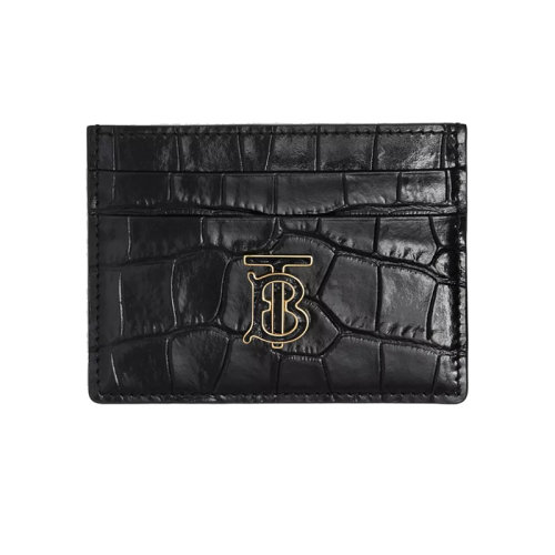 BURBERRY/博柏利 22新款 女士黑色鱷魚紋路壓紋皮革卡包80592031