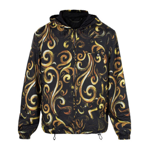 VERSACE/范思哲 男士拼色聚酯纖維經(jīng)典巴洛克圖案裝飾長袖上衣外套連帽夾克 A73034-A219466-A732