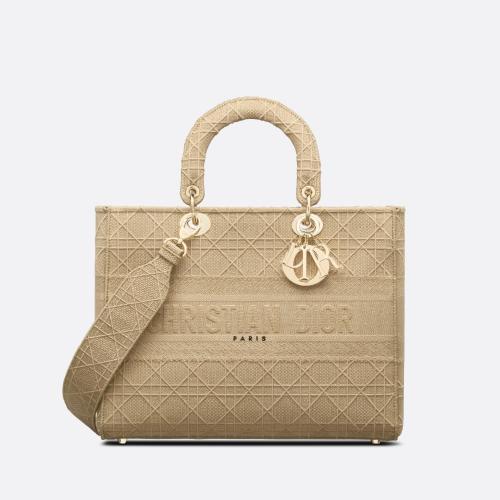  DIOR迪奧 22年秋冬 女士 手提包 大號(hào)-lady-d-lite-手袋-米色藤 M0566OREY_M919 預(yù)定商品1-3周發(fā)貨