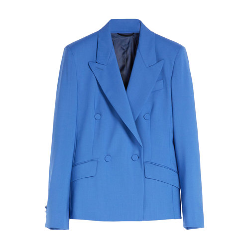 MaxMara/麥絲瑪拉 22年早春新款 SPIGA系列 女士寶藍色羊毛混紡帆布西裝外套夾克5041062706020