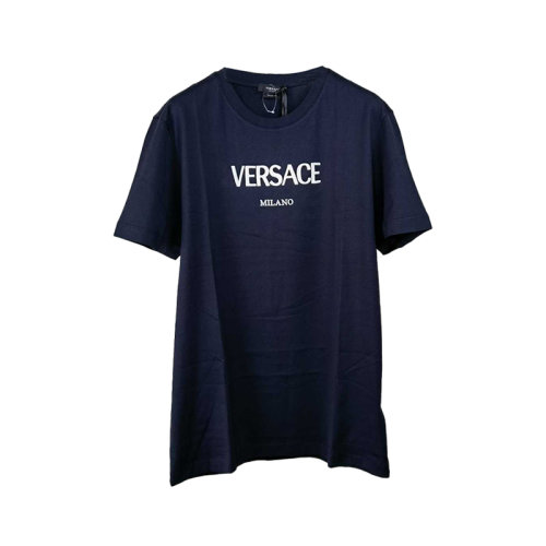 Versace 范思哲 刺繡logo短袖 藏藍(lán)色 男女同款