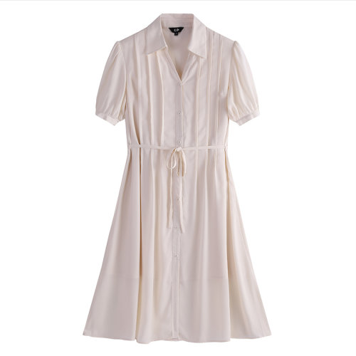 SHOKAY/繡嘉 翻領(lǐng)系帶女士連衣裙