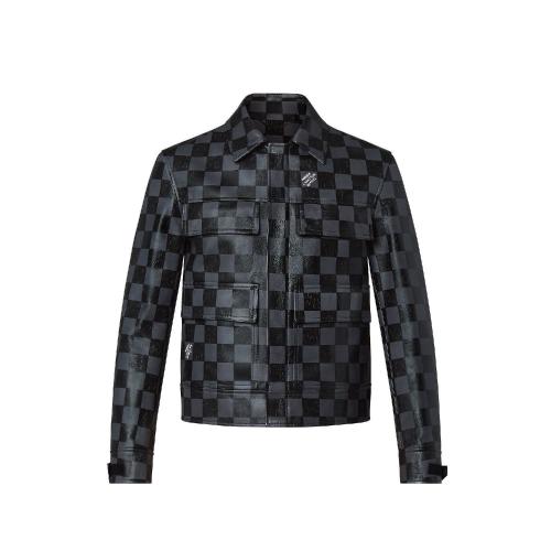  LV路易威登 22年秋冬 男士 夾克 DAMIER 皮革夾克 1A9A5F 1A9A5E 1A9A5D 1A9A5C 1A9A5H 1A9A5G