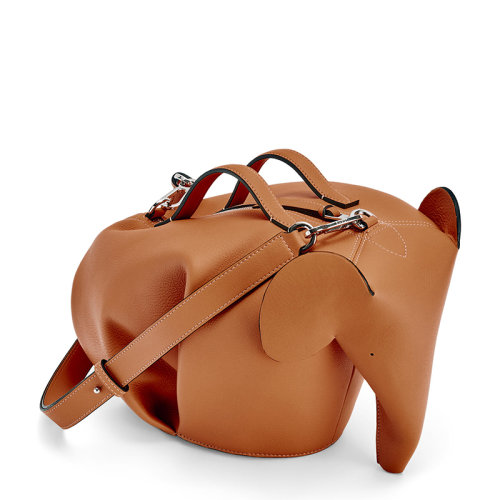 LOEWE/羅意威  Elephant系列 男士大號棕褐色經(jīng)典小牛皮拉鏈大象輪廓可調(diào)節(jié)肩帶拉鏈斜挎單肩包0010492650