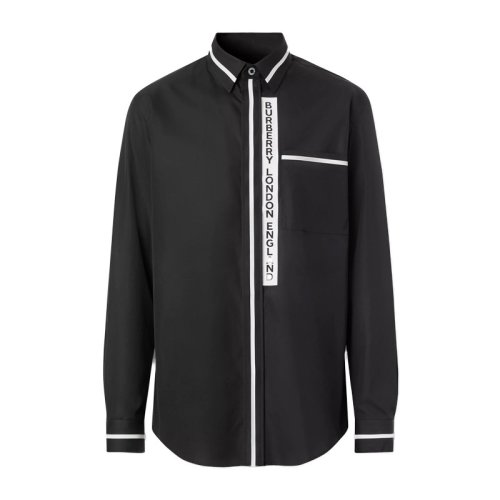 BURBERRY/博柏利 男士黑色棉質(zhì)長(zhǎng)袖襯衫 8029013 PLFSX