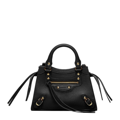 Balenciaga/巴黎世家 Neo Classic系列女士黑色小牛皮滑面迷你新梯形格式可拆可調式皮革表帶手提包女包 638524-15Y41-1000