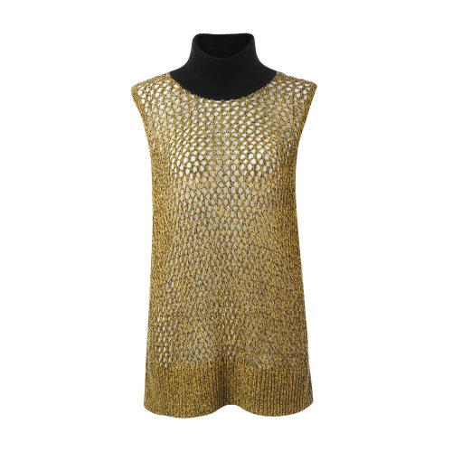 BURBERRY/博柏利 burberry服裝 巴寶莉 黃色 女士針織衫/毛衣 高領(lǐng) 針織 無袖 背心  女裝 瑕疵特賣（陳列痕跡，不影響使用）