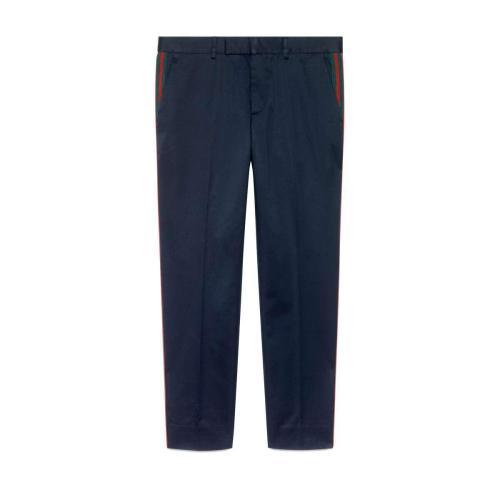  GUCCI古馳 22年秋冬 男士 60年代織帶_棉長(zhǎng)褲 468518 Z3732 4206