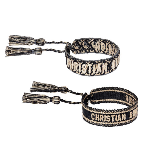 DIOR/迪奧  藏青色織物刺繡流蘇手鏈B0961ADRCO_D650