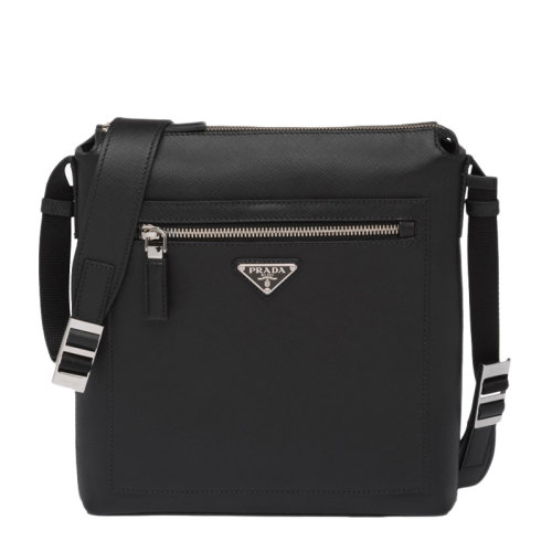 PRADA/普拉達 男士黑色牛皮單肩包  2VH062-9Z2-OOO-F0002